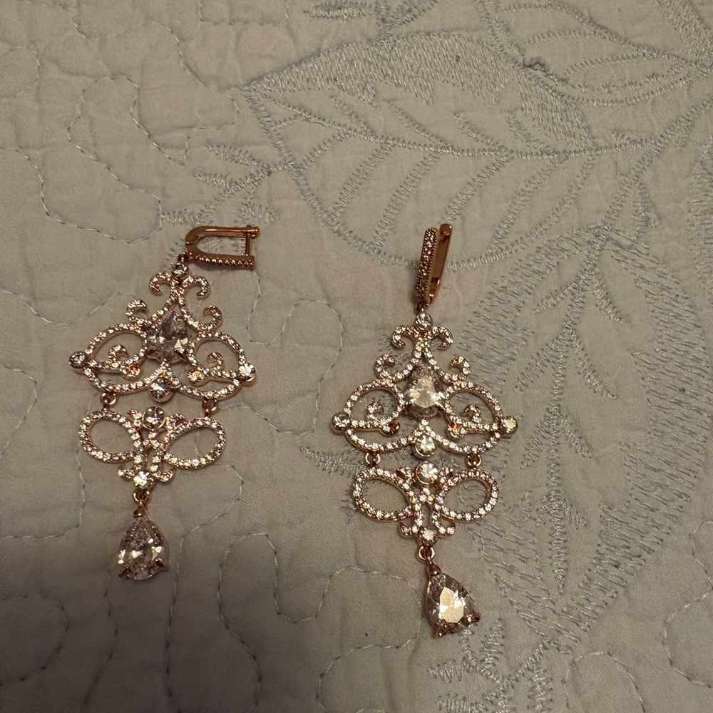 Elegant Rose Gold Chandelier Earrings